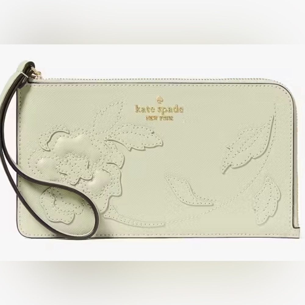 kate spade Lucy Floral Applique Medium L-zip Wristlet